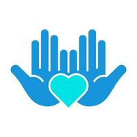 Hands Palm Love Blue Icon Button Logo Community Design vector