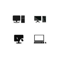 monitor ordenador personal conjunto computadora icono vector