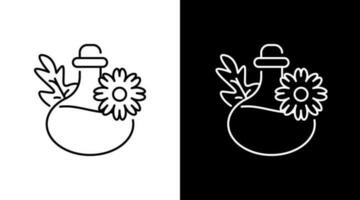 Herbal Potion Bottle Outline Icon Design Black and white vector