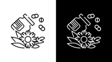 Herbal Medicine Supplement Outline Icon Design Black and white vector
