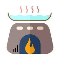 Boiling Hot Water in Pan On Stove Colorful Icon Design vector