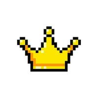 crown pixel 8 bit isolated on white background vector