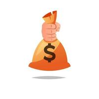 Hand holding money bag vector isolated