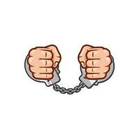 Handcuff punishment isolated on white background. vector