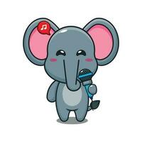 cute elephant holding microphone cartoon vector illustration.