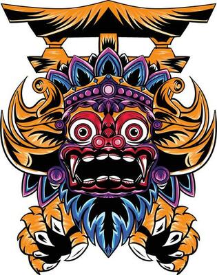 vector illustration of barong bali mask isolated on white background