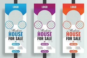 Modern Real Estate Vertical Rollup Banner Template Vector Design for Printing, Standee banner design. Standee rollup banner, x banner template.