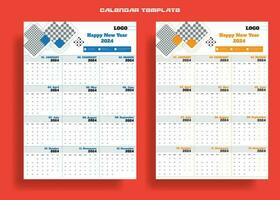 Calender design for 2024,  Week starts Sunday. Desk calendar template. Simple layout of pocket or wall calendars, Flyer Calendar Template vector