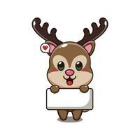 deer holding greeting banner cartoon vector illustration.