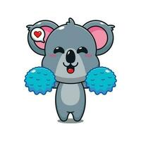 cute cheerleader koala cartoon vector illustration.