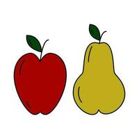 Set of 2 seasonal fruits apple and pear in trendy muted shades. Happy Thanksgiving day. Vector. EPS vector