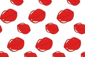 Seamless pattern of lips in retro style in trendy bright color red. Abstract background texture. EPS vector