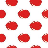 Seamless pattern of lips in retro style in trendy bright color red. Abstract background texture. EPS vector