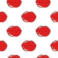 Seamless pattern of lips in retro style in trendy bright color red. Abstract background texture. EPS vector