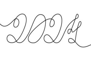 Abstract Inscription 2024 in one solid continuous line. Design for greeting or invitation card. vector