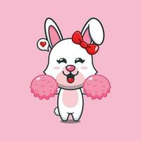 cheerleader bunny cartoon vector illustration.