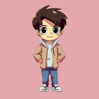 pequeño niño anime dibujos animados personaje vector