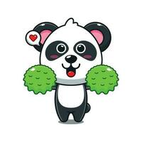 cute cheerleader panda cartoon vector illustration.