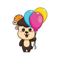 ram sheep with balloon cartoon vector illustration.