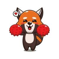 cute cheerleader red panda cartoon vector illustration.