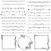 Set of hand-drawn decorative elements for your design. Vector illustration