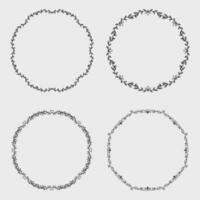Set of round frames with floral elements. Vector illustration.