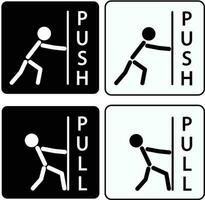 Push Pull sign vector in stickman style. Push and Pull black and white symbol. Stick figure icons.