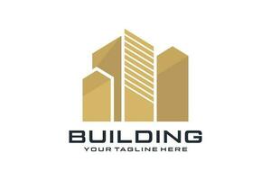 logo design for buildings, properties, houses, tall buildings in gold color vector