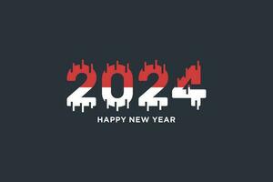 happy new year 2024 illustration, 2024 design in red and white colors vector