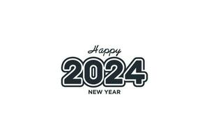 happy new year 2024 vector, 2024 design background with simple numbers on white background vector