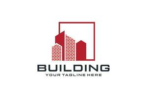 modern building logo design inspiration with bricks vector