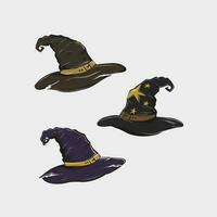 Set of witch hats. Wizard hat halloween vector illustration