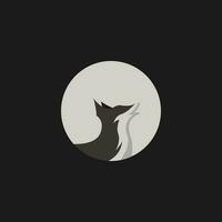 Simple Fox Head Logo. Black and White Design Template Vector Illustration