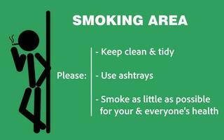 Smoking area sign vector in stickman style. Stick figure attention symbol.