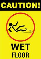 Wet floor sign vector in stickman style. Stick figure warning symbol.