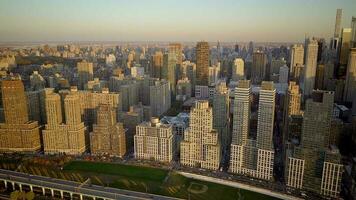 Cityscape view of modern high rise skyscrapers skyline in business district video