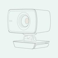 Web cam camera, personal HD camera isolated on white background, vector, line art eps10. vector