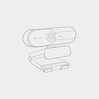 Web cam camera, personal HD camera isolated on white background, vector, line art eps10. vector