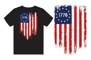 1776 Betsy Ross Distressed Flag T-Shirt Design vector