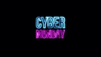 Loop Cyber Monday blue pink neon text glitch effect video