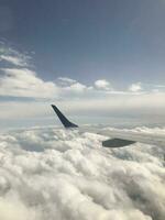 sky view on an airplane photo