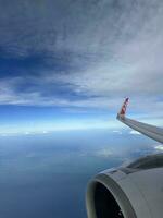 sky view on an airplane photo