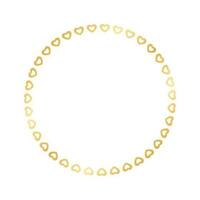 Golden round frame made with heart pattern. Gold Valentines Day Border Template, elegant wedding invitation card vector illustration