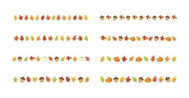 Autumn separator border for Halloween, Fall and Thanksgiving season set. Vector isolated on white background.