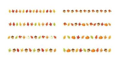 Autumn separator border for Halloween, Fall and Thanksgiving season set. Vector isolated on white background.