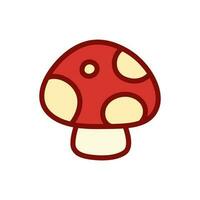 Red Mushroom Icon Logo Symbol, Simple Minimal Flat Design Vector Art Illustration. Autumn Vector Theme Digital Sticker.