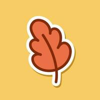 Cute autumn leaf sticker design with white outline. Simple flat icon logo vector illustration design.