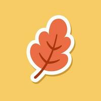 Cute autumn leaf sticker design with white outline. Simple flat icon logo vector illustration design.