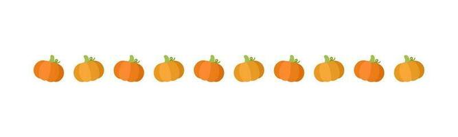 Autumn pumpkin separator border for Halloween, Fall and Thanksgiving season. Vector isolated on white background.