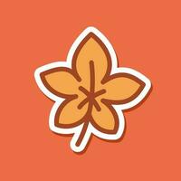 Cute autumn maple leaf sticker design vector illustration.